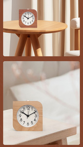 Reloj Despertador de Madera Cuadrado Redondeado OEM, Directo de Fábrica, Movimiento Silencioso con Luz de Repetición ET5217 - Product Image 6