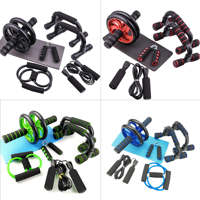 CZFIT NOUVEAU Ensemble d'équipements de fitness multifonctionnel 5 en 1 : Barre de pompes, Roue abdominale, Corde à sauter, Poignée de musculation – Fabriqué en caoutchouc EVA durable