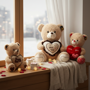 Oso Pardo de Peluche de 24 Pulgadas con Corazón y Sonido, 6 Piezas/Caja, para Suministros del Día de San Valentín - Product Image 5