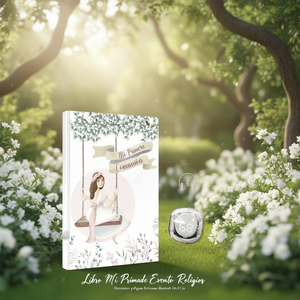 Livre Ma Première Communion pour Filles avec Balançoire et Écouteurs Bluetooth 24x2 cm Décoration Élégante Événement Religieux - Product Image 3