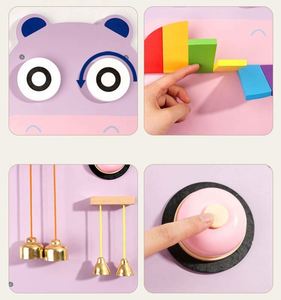 Panel de Actividades Sensoriales para Pared de Sala de Juegos, con Diseño de Hipopótamo, Búho y Cachorro, Juego Montessori - Product Image 3