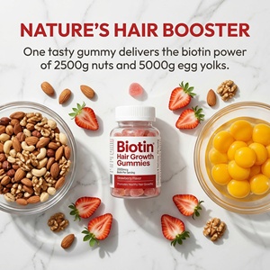 Gomitas con Sabor a <span class=keywords><strong>Fresa</strong></span> para Mejorar la Piel Seca, Nutrir los Folículos y Fortalecer las Raíces del Cabello con Biotina para el Crecimiento del Cabello - Product Image 5