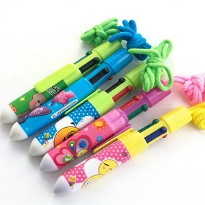 2026 Most Popular School Supply Kawaii Pattern Long Writing Length <b>Retractable</b> 4 in 1 Color Ball <b>Pens</b> with Portable Rope - Product Image 2