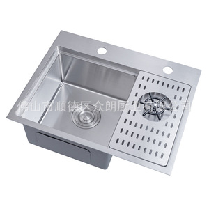 Fregadero de barra de acero inoxidable 5543 para empotrar con escurridor y lavavasos para cocina - Product Image 4