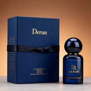 Flacon de parfum rond de luxe 50 ml en verre, pulvérisateur à pompe argenté brillant, finition givrée, couvercle en bois, impression sérigraphique, contenant cosmétique - Product Image 1