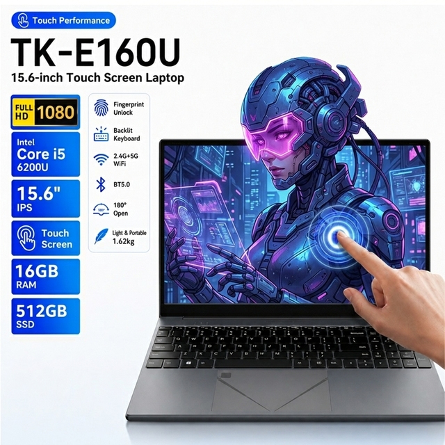 Factory Direct 15.6 Inch Portable Touch Screen Win10/11 Intel I5 6200U High Quality Ultra Slim Laptop Ordinateur Portable