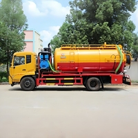 Camion de nettoyage des eaux usées Dongfeng avec moteur auxiliaire, jet d'eau haute pression et aspiration par vide