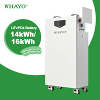 Batterie LiFePO4 mobile sur roues 16 kWh 51,2 V 314 Ah, économique, à décharge profonde, cellules de qualité A, pour l'énergie solaire domestique d'urgence