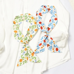 Écharpes étroites d'été soyeux pour femmes bord été imprimé longues écharpes 6*90cm écharpes pour sac poignée Support commande personnalisée - Product Image 2