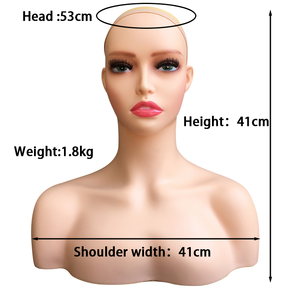 Mannequin réaliste de modèle de torse féminin avec des épaules de buste perruques chapeaux pour l'accessoire de beauté oreilles maquillage des yeux perruques lunettes affichage - Product Image 6
