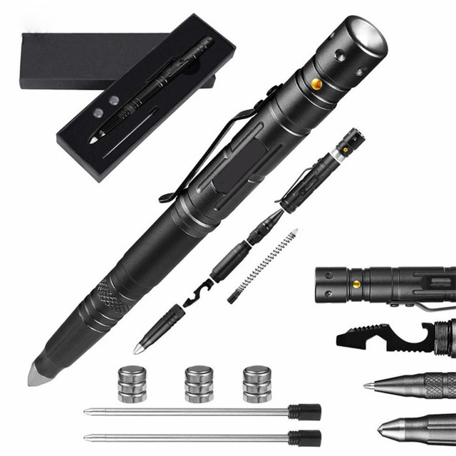 Outdoor Multi-Function EDC Tactical Pen With Led Flashlight for Self Defense Glass Breaker