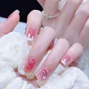 Vente en gros usine – Nouveaux faux ongles carrés courts à presser, style luxe et tendance, forme cercueil/ballerine, 24 pièces, pour femmes - Product Image 4