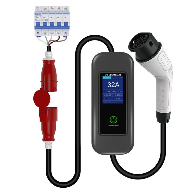 RTFLY Portable EV Charger Type 2 EV Charging Station 8A~32A Adjustable 3.5KW~22KW Fast Charging