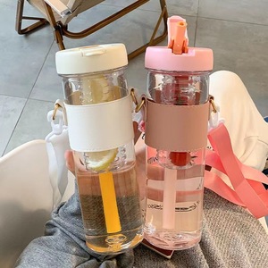 Portable Plastic Water Bottle With Folding Straw Bpa Free For Travel Summer 2021 - Product Image 1