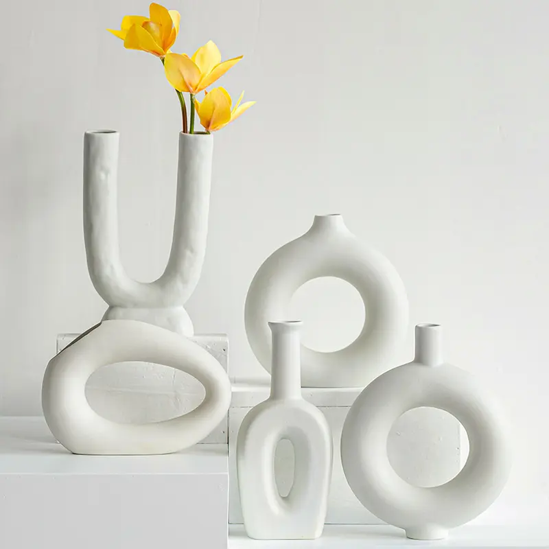 Vas Nordic Dekorasi Rumah Keramik & Porselen, Keluaran Baru Tidak Dicat Putih Modern