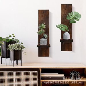 Étagère murale rectangulaire en bois pour rangement et décoration de salon, présentoir pour articles décoratifs et bougies - Product Image 3