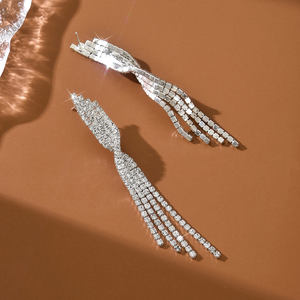 أقراط متدلية نسائية فاخرة 2-شرابة سلسلة طويلة جديدة مع حفلات أو مناسبات رسمية - Product Image 4