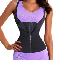 Faja pour femme avec fermeture éclair, gilet amincissant à bretelles réglables, 4 baleines en acier, pour la récupération post-partum, contrôle du ventre, gaine sculptante