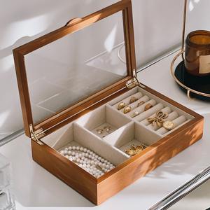 กล่องเครื่องประดับไม้สีเชอร์<span class=keywords><strong>รี่</strong></span>ขายร้อนกล่องเครื่องประดับสร้อยคอต่างหูจี้เครื่องประดับกล่องเก็บเครื่องประดับที่มีฝาปิดแก้วกล่องเครื่องประดับนาฬิกา - Product Image 1
