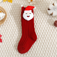 Chaussettes de Noël pour enfants en flanelle à nœud pour l'automne et l'hiver, chaussettes pour bébé de couleur unie