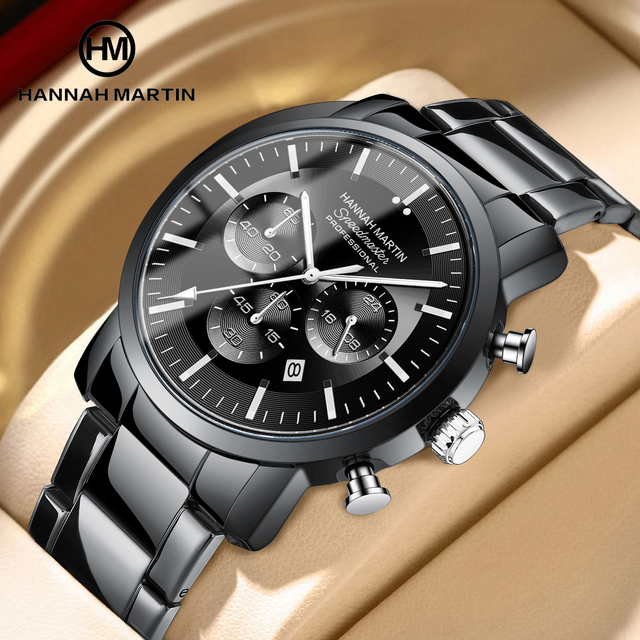 HANNAH MARTIN Factory New Design Customizable Watch Logo Wholesale Professional Sport Multifunctional Chronograph Men Watches