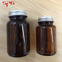 Hot Sale 60cc bis 500cc Unterschied liche Farbe Weithals tablette Glasflasche mit Aluminium kappe oder Kunststoff kappe