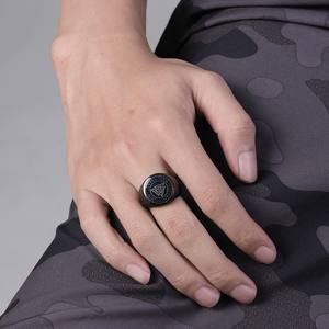 Nordic Viking Vintage Celtic Triangle Knot Titanium Steel <b>Ring</b> Men's Jewelry Gold Color Geometric Design Gift - Product Image 3