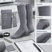 Chaussettes de compression de soutien en Spandex et Nylon, soutien uniforme du mollet, gris royal, soutien gradué, ajustement du bout du pied, gradation des tailles