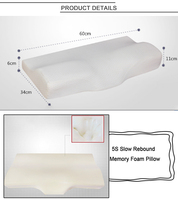 Oreiller cervical portable anti-ronflement en mousse à mémoire de forme, pliable, en forme de papillon, avec logo personnalisé, en coton, vente en gros d'usine OEM