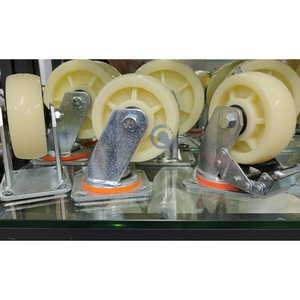 Preço por atacado 6 Polegada 150 <span class=keywords><strong>mm</strong></span> <span class=keywords><strong>Heavy</strong></span> <span class=keywords><strong>Duty</strong></span> Rodízio Branco PP Roda Duplo Freio Castor Roda - Product Image 4