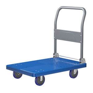 Chariot à plateforme pliable bleu avec cadre en acier et quatre roues pour usage industriel - Product Image 5