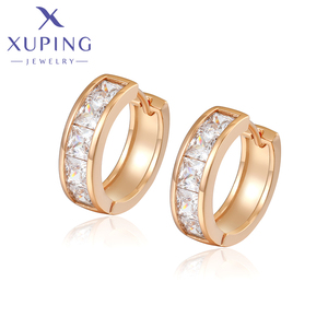 X000729144 xuping jewelry wholesale women fashion jewelry elegant daily luxury gift hot sale while stone 18K hoop earrings