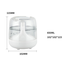 650ML chambre humidificateur d'air coloré lumière LED diffuseur de pulvérisation d'huile à ultrasons pour aromathérapie USB Charge directe