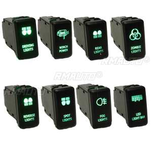 Interrupteur à bouton-poussoir de remplacement OEM LED vert 12V pour Toyota Landcruiser Hilux Prado 120 SERIES 2003-2009, barre lumineuse LED, éclairage de conduite - Product Image 2