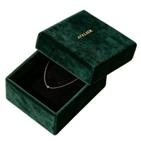 Boîte à bijoux vintage en cuir PU vert, logo personnalisé en feuille d'or, boîte cadeau rigide pour bagues, colliers, bracelets