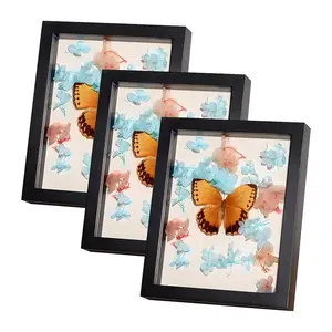 Deep Wood 3D Art Photo Frame Custom Wall Hanging Photo Box With Embossing Printing Deep Picture Frame Floating Frame