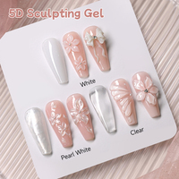 UR SUGAR 15ml Gel 3D Non Collant pour Sculpture d'Ongles, Gel de Moulage 5D pour Nail Art, Gel de Sculpture en Relief Blanc OEM pour Ongles