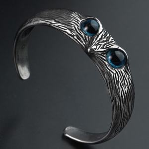 Parures de bijoux avec anneau hibou en acier inoxydable, bracelet pour femmes et hommes, accessoires de bijoux de style affirmé pour homme - Product Image 2