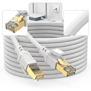 Wholesale Factory Cat8 Round Ethernet <b>Cable</b> 28AWG S/FTP <b>RJ45</b> Bare Copper PVC Patch Cord 40Gbps Custom Packaging for Outdoor - Product Image 4