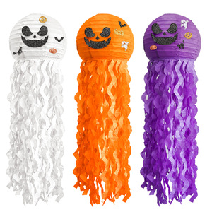 DAMAI Hot Sale Halloween DIY Jellyfish Pumpkin Orange Purple Paper Lantern Wall Hanging Decor Halloween Decorations - Product Image 4