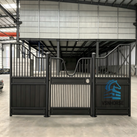 Kit économique de façade de box pour chevaux à charnières, avec cadres pré-percés en métal galvanisé et panneaux en bambou/HDPE/WPC, 12ft x 12ft, montage facile