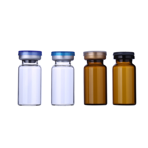 Frasco de Vidrio Médico Transparente de 10 ml con Tapón de Goma Plano y Serigrafía - Product Image 2