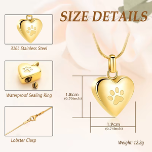 Kalung JCSL Heart Pet <span class=keywords><strong>Ashes</strong></span> Urn dari Baja Anti Karat dengan Rantai Ular untuk Kenang-kenangan Simpati bagi Pemilik Hewan Peliharaan - Product Image 6