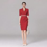 Robe de bureau formelle pour femme, rouge, longueur genou, silhouette droite, 100% polyester, tissu respirant