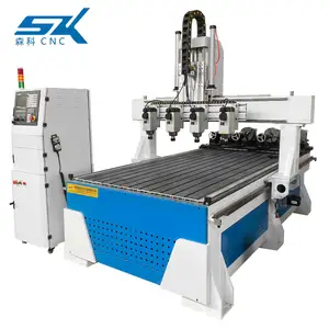 1325เครื่องแกะสลักไม้ CNC 4แกนหมุนหลายหัวสำหรับทั้งแบนและกลม