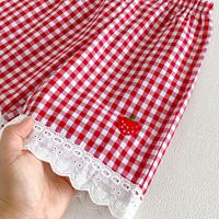 Pantalon court à carreaux pour bébé fille Angou Autumn 6M-4Y, motif dessin animé, taille élastique, à petits carreaux, avec bordure en dentelle