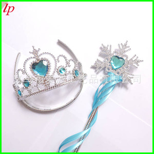 Corona de Princesa Elsa de Frozen con Cinta Azul, Set de Varita de Copo de Nieve, Decoración de Fiesta de Cumpleaños de Resina Plástica en Forma de Corazón LPT0124 - Product Image 2