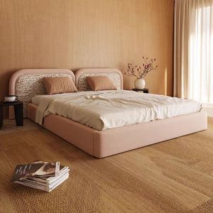 โรงงานผลิตเตียงหุ้มเบาะทันสมัย ขายส่งผ้าฝ้ายลินินคุณภาพสูง เฟอร์นิเจอร์ห้องนอนหลักสไตล์มินิมอล - Product Image 3