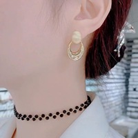 Boucles d'oreilles ovales en perles au design rétro tendance, accessoires de mode élégants pour femmes