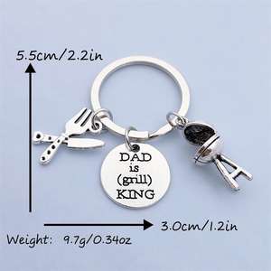 Accesorios de moda DIY Barbacoa Estufa Cuchillo y tenedor DAD Is (parrilla) KING Barbacoa Llavero - Product Image 5
